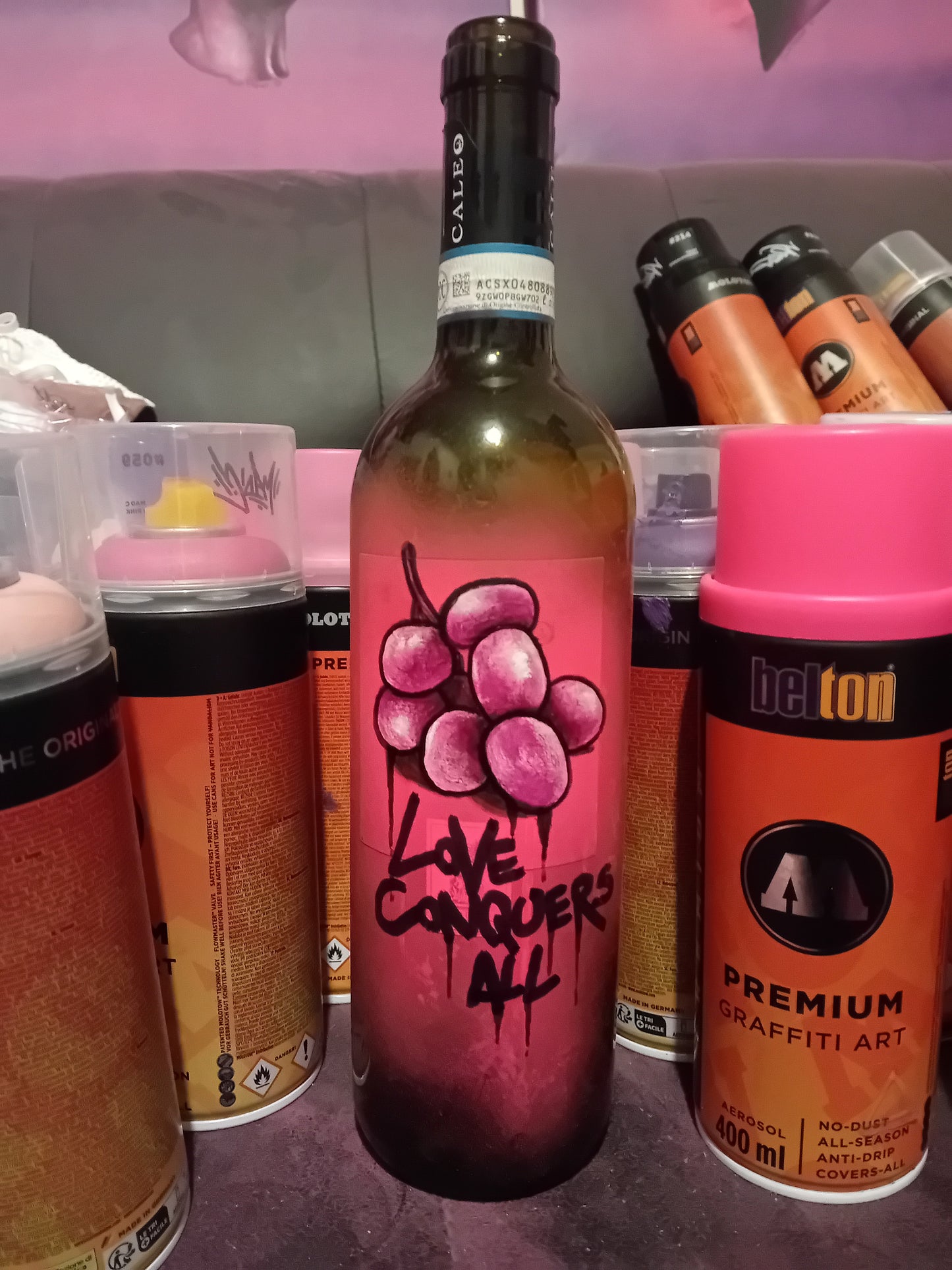 Grapes Of Wrath on Wine Bottle - Street Sketches Series